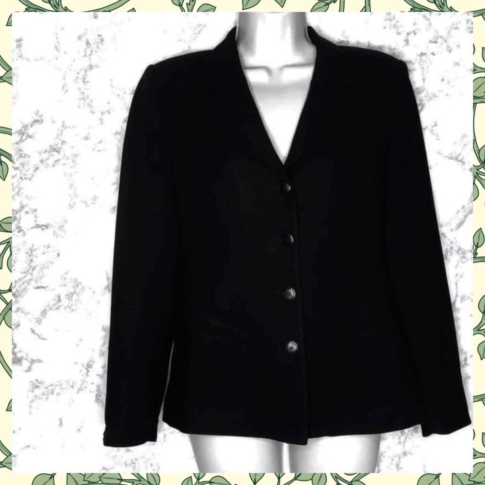 Casual Corner Annex 90s Black Blazer Women’s Medium Vintage Button Front Jacket